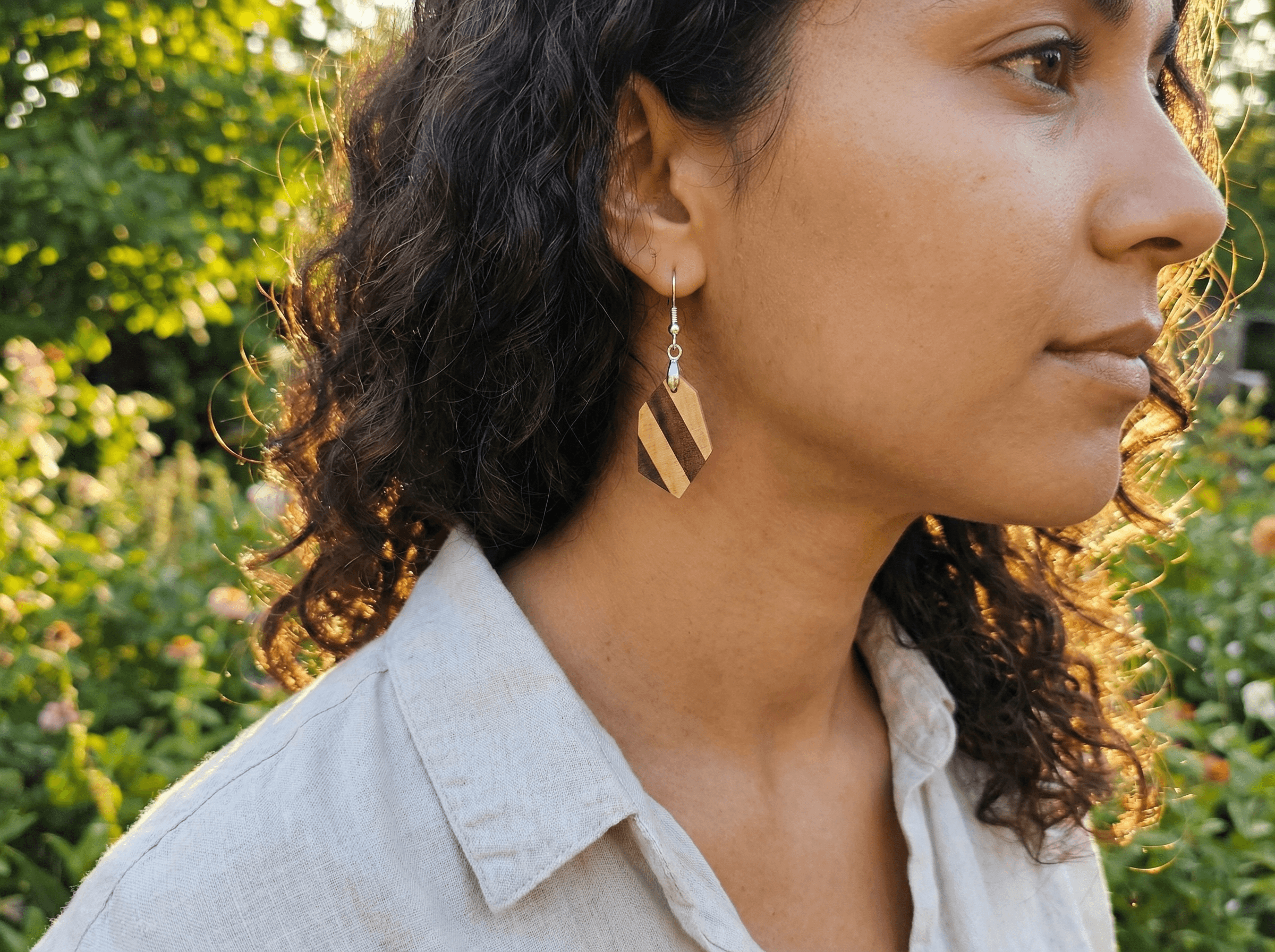 Laminated Hardwood Earrings | Modern Geometric - Image 1